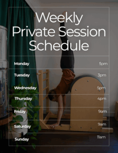 Weekly Private Session Schedule